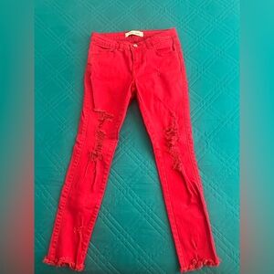 GOGO Red Distressed Skinny Jeans